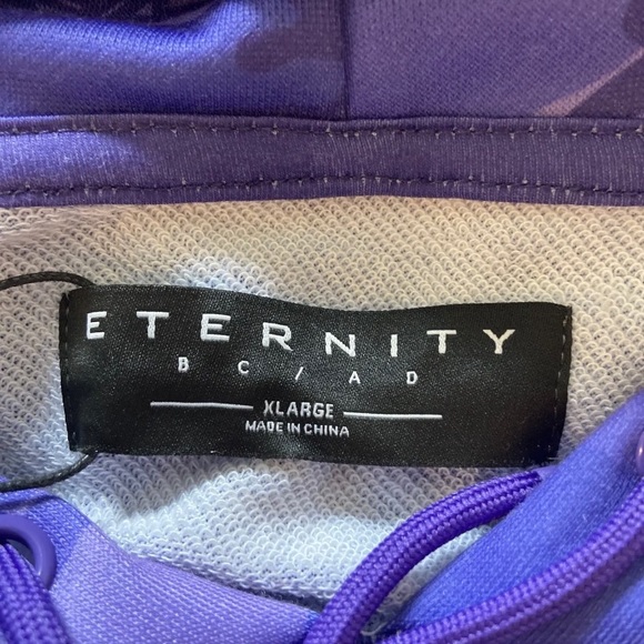RARE NWT Eternity BC/AD PURPLE SHARK EMBROIDERED HOODIE - Picture 5 of 5